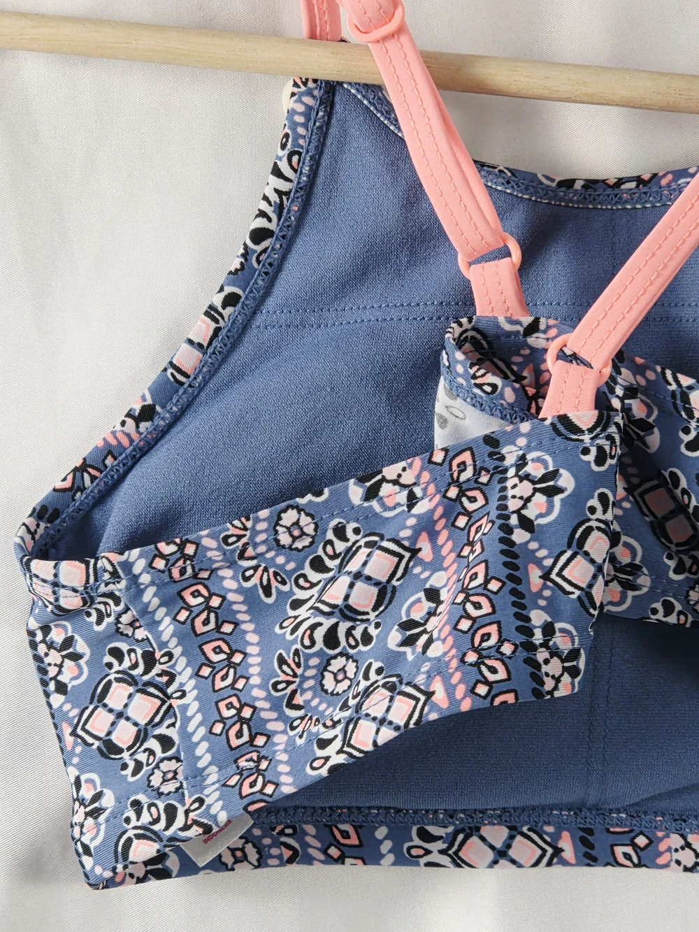 Justice Girls Blue & Pink Patterned Swimsuit Tank Top Size 10
